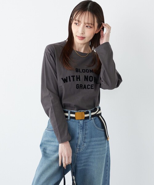 SHIPS Colors:〈洗濯機可能〉フロッキー プリント ロゴTシャツ（ロンT