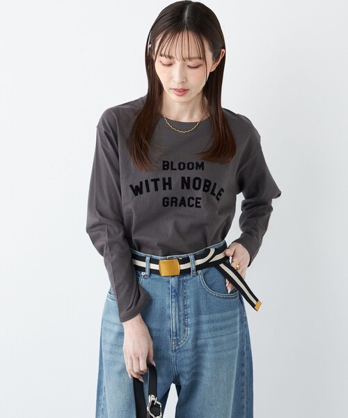 SHIPS Colors:〈洗濯機可能〉フロッキー プリント ロゴTシャツ（ロンT