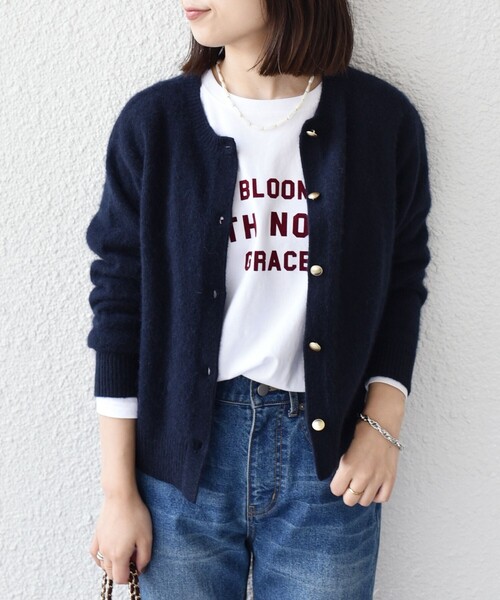 SHIPS Colors:〈洗濯機可能〉フロッキー プリント ロゴTシャツ（ロンT