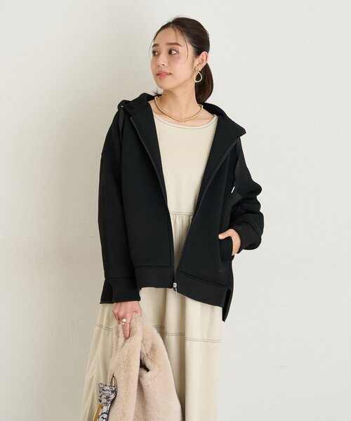 un dix cors（アンディコール）の「《大人カジュアルに◎》モスダンボール中綿切替フードジャケット（ダウンジャケット/コート・レディース・ブラック/ライトグレー・FREE）」の8枚目の写真