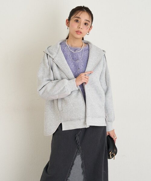 un dix cors（アンディコール）の「《大人カジュアルに◎》モスダンボール中綿切替フードジャケット（ダウンジャケット/コート・レディース・ブラック/ライトグレー・FREE）」の19枚目の写真