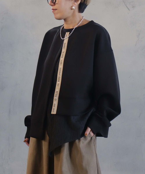 BITTOKO（ビットコ）の「異素材MIXTシャツ（Tシャツ/カットソー・レディース・グリーン/ベージュ/ブラック・FREE）」の10枚目の写真