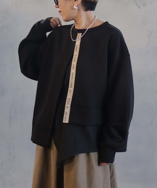 BITTOKO（ビットコ）の「異素材MIXTシャツ（Tシャツ/カットソー・レディース・グリーン/ベージュ/ブラック・FREE）」の11枚目の写真