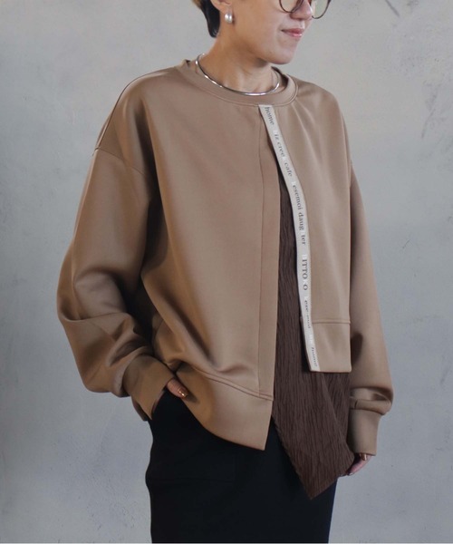 BITTOKO（ビットコ）の「異素材MIXTシャツ（Tシャツ/カットソー・レディース・グリーン/ベージュ/ブラック・FREE）」の18枚目の写真