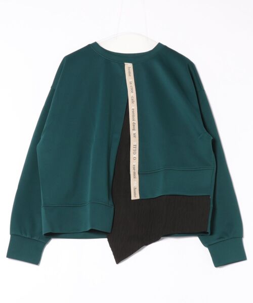 BITTOKO（ビットコ）の「異素材MIXTシャツ（Tシャツ/カットソー・レディース・グリーン/ベージュ/ブラック・FREE）」の7枚目の写真