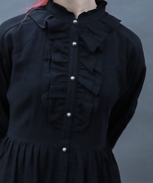 セール】ガーゼフリルシャツワンピース（ワンピース）｜NIBBLE POISON