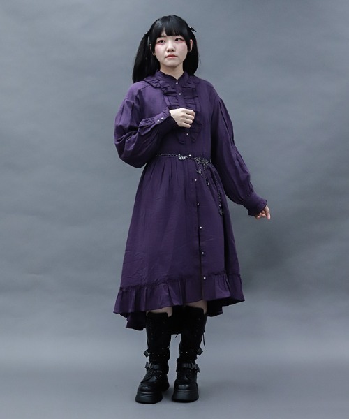 セール】ガーゼフリルシャツワンピース（ワンピース）｜NIBBLE POISON