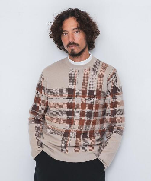 URBAN RESEARCH Sonny Label(アーバンリサーチサニーレーベル)の「OOPS ビッグチェックニット(ニット/セーター・メンズ・グリーン/ベージュ/ブラック・MEDIUM/X-LARGE/LARGE)」の2枚目の写真