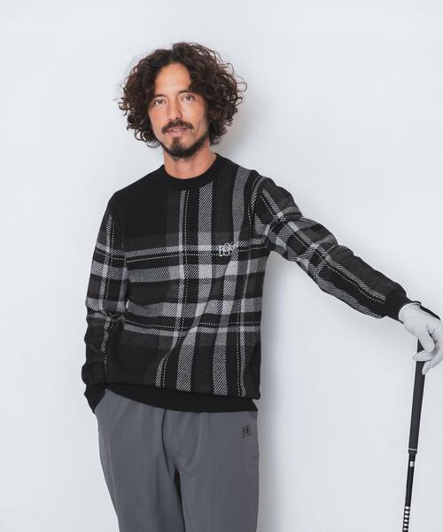 Supreme ブラック チェック柄 ニットセーター M チェック柄クルーネックセーター【日本製】 (25501559-05) | Savile