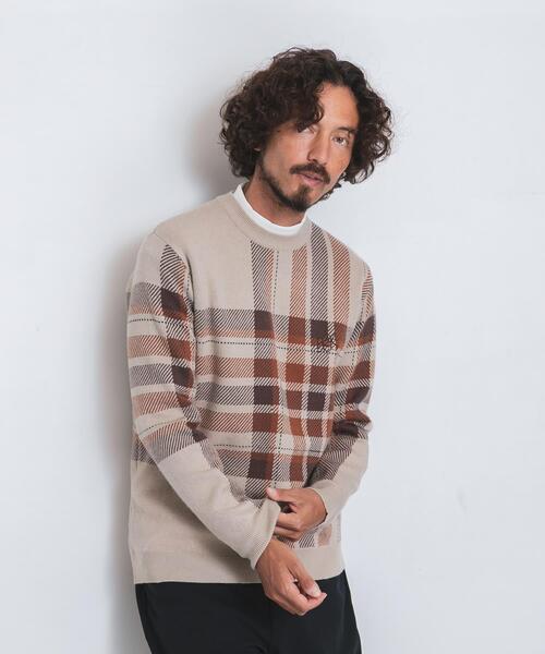 URBAN RESEARCH Sonny Label(アーバンリサーチサニーレーベル)の「OOPS ビッグチェックニット(ニット/セーター・メンズ・グリーン/ベージュ/ブラック・MEDIUM/X-LARGE/LARGE)」の10枚目の写真