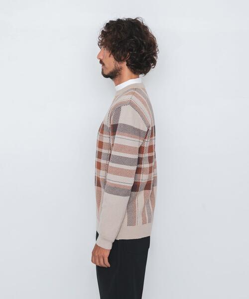 URBAN RESEARCH Sonny Label(アーバンリサーチサニーレーベル)の「OOPS ビッグチェックニット(ニット/セーター・メンズ・グリーン/ベージュ/ブラック・MEDIUM/X-LARGE/LARGE)」の14枚目の写真