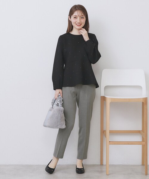 index（インデックス）の「ウォームストレッチテーパードパンツ【洗濯機OK/防シワ/吸湿発熱】《XS～3L》（その他パンツ・レディース・ブラック/ブラウン系その他2/グレー/ナチュラル/ブラック系1・34/36/38/40/42/44）」の8枚目の写真