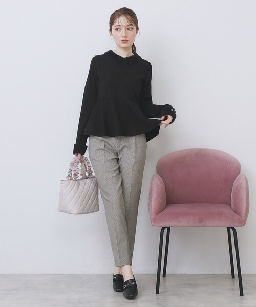 index（インデックス）の「ウォームストレッチテーパードパンツ【洗濯機OK/防シワ/吸湿発熱】《XS～3L》（その他パンツ・レディース・ブラック/ブラウン系その他2/グレー/ナチュラル/ブラック系1・34/36/38/40/42/44）」の20枚目の写真