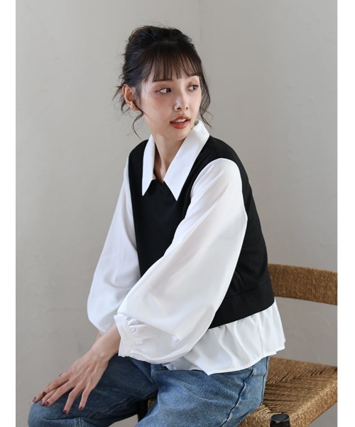 fifth（フィフス）の「袖2wayドッキングシャツ（シャツ/ブラウス・レディース・ベージュ/ホワイト・M）」の3枚目の写真