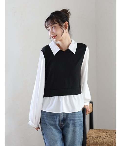 fifth（フィフス）の「袖2wayドッキングシャツ（シャツ/ブラウス・レディース・ベージュ/ホワイト・M）」の6枚目の写真