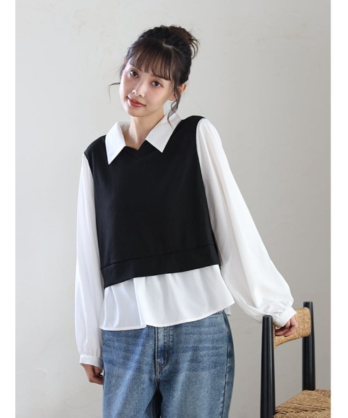 fifth（フィフス）の「袖2wayドッキングシャツ（シャツ/ブラウス・レディース・ベージュ/ホワイト・M）」の7枚目の写真