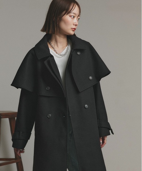 ステンカラー ケープコート