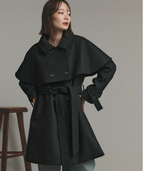 ステンカラー ケープコート
