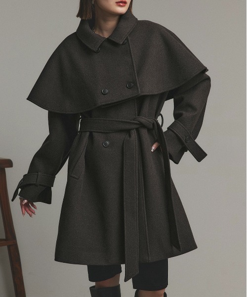 セール】ステンカラー ケープコート（ステンカラーコート）｜ad thie
