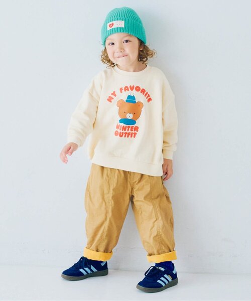 p.premier（ピードットプルミエ）の「【ジュニア対応】ぬくぬくなのにかっこいい裏フリースのワイドパンツ（その他パンツ・キッズ・キャメル/ネイビー/カーキ・80/90/100/110/120/130/140）」の4枚目の写真