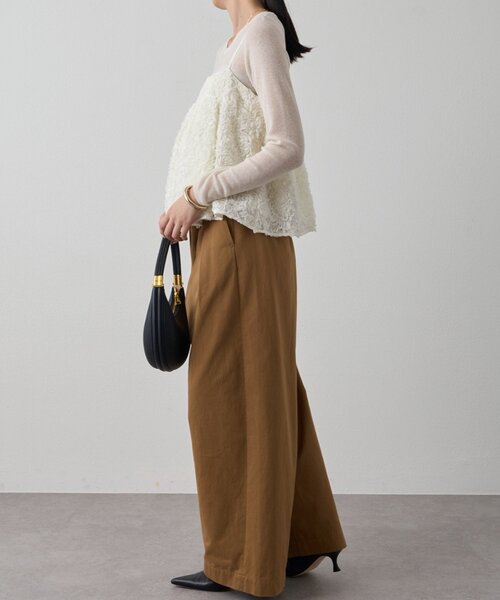 LOUNGEDRESS（ラウンジドレス）の「フラワーコードビスチェ（キャミソール・レディース・ブラック/オフホワイト・FREE）」の5枚目の写真