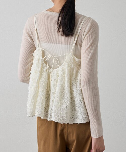 LOUNGEDRESS（ラウンジドレス）の「フラワーコードビスチェ（キャミソール・レディース・ブラック/オフホワイト・FREE）」の10枚目の写真