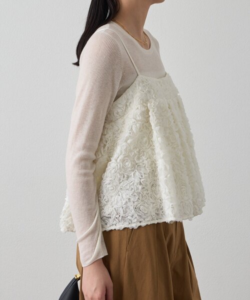 LOUNGEDRESS（ラウンジドレス）の「フラワーコードビスチェ（キャミソール・レディース・ブラック/オフホワイト・FREE）」の11枚目の写真