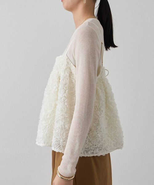 LOUNGEDRESS（ラウンジドレス）の「フラワーコードビスチェ（キャミソール・レディース・ブラック/オフホワイト・FREE）」の13枚目の写真