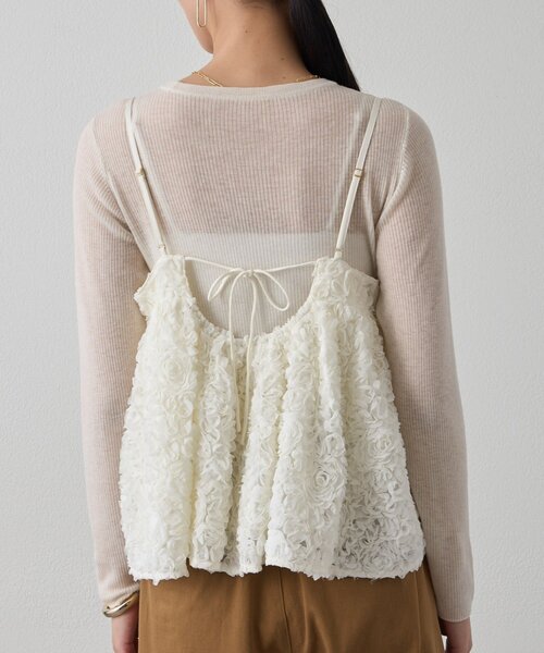 LOUNGEDRESS（ラウンジドレス）の「フラワーコードビスチェ（キャミソール・レディース・ブラック/オフホワイト・FREE）」の14枚目の写真