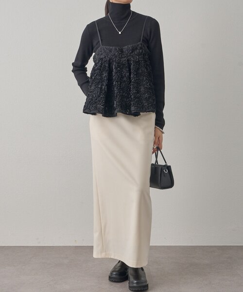 LOUNGEDRESS（ラウンジドレス）の「フラワーコードビスチェ（キャミソール・レディース・ブラック/オフホワイト・FREE）」の20枚目の写真