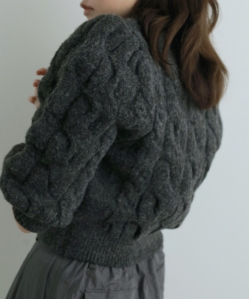 トップス anuke Halfsleeve Cable Cardigan anuke（アンヌーク） カーディガン Halfsleeve Cable Cardigan