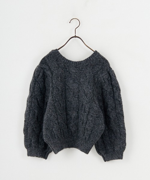 anuke/アンヌーク] HALF SLEEVE 2WAY ケーブルニットカーディガン