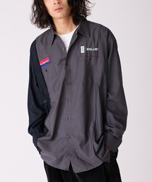 ALL RUNS | 切り替えデザイン ワッペンワークシャツ(シャツ/ブラウス)