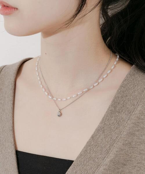 SMELLY(スメリー)の「ステンレスハートトップパール2セットネックレス(ネックレス・レディース・シルバー系その他・-)」の4枚目の写真