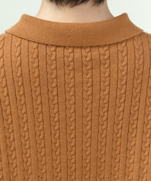 PAR ICI(パーリッシィ)の「強撚綿 襟付きニットポロシャツ(ポロシャツ・レディース・ダークブラウン/アイボリー/グリーン/ネイビー・FREE)」の11枚目の写真