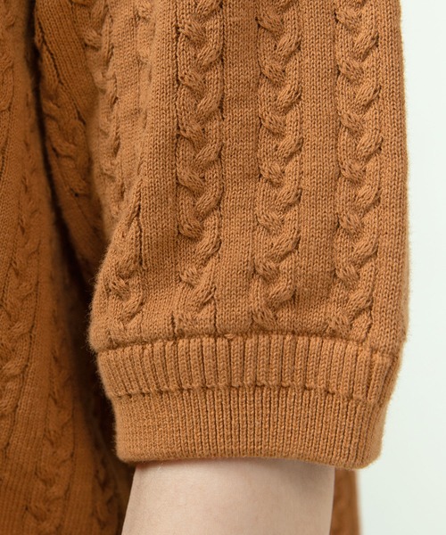 PAR ICI(パーリッシィ)の「強撚綿 襟付きニットポロシャツ(ポロシャツ・レディース・ダークブラウン/アイボリー/グリーン/ネイビー・FREE)」の14枚目の写真