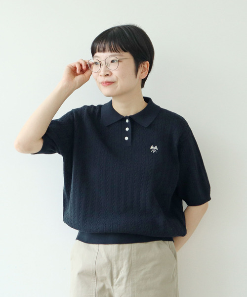 PAR ICI（パーリッシィ）の「強撚綿 襟付きニットポロシャツ（ポロシャツ・レディース・ダークブラウン/アイボリー/グリーン/ネイビー・FREE）」の20枚目の写真