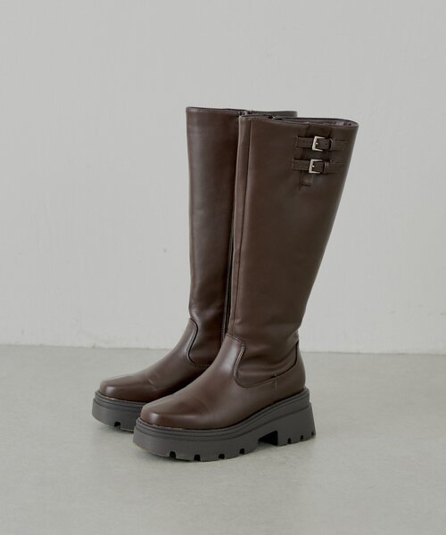 セール】厚底ベルトデザインロングブーツ（ブーツ）｜Chico（チコ）の