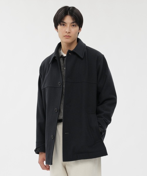MHL.（エムエイチエル）の「BASIC WOOL MELTON（ダウンジャケット/コート・メンズ・ブラック/ダークグリーン・SMALL/MEDIUM/LARGE）」の2枚目の写真