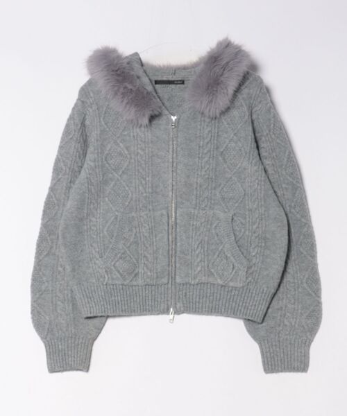 Heather(ヘザー)の「ファーフードニット 627013(ニット/セーター・レディース・グレー/ブラウン/アイボリー/ベージュ/グレー系その他・FREE)」の3枚目の写真