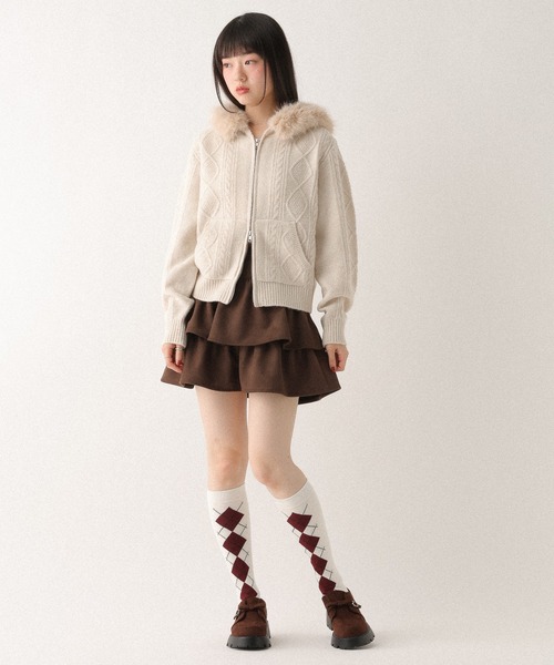 Heather（ヘザー）の「ファーフードニット　627013（ニット/セーター・レディース・グレー/ブラウン/アイボリー/ベージュ・FREE）」の12枚目の写真