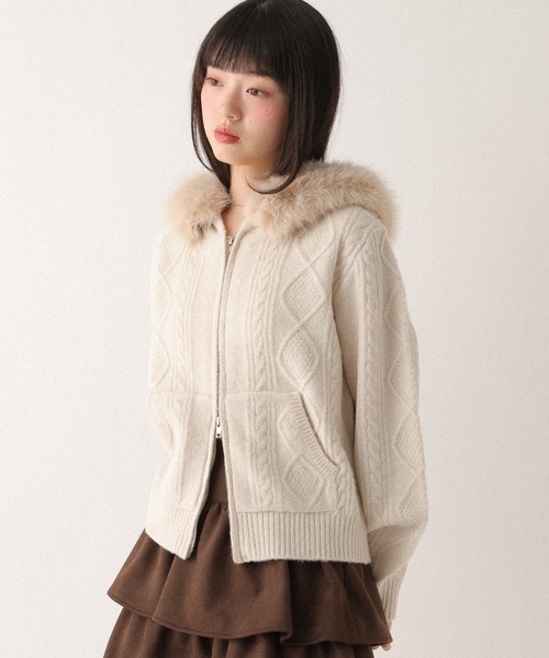 Heather（ヘザー）の「ファーフードニット　627013（ニット/セーター・レディース・グレー/ブラウン/アイボリー/ベージュ・FREE）」の8枚目の写真