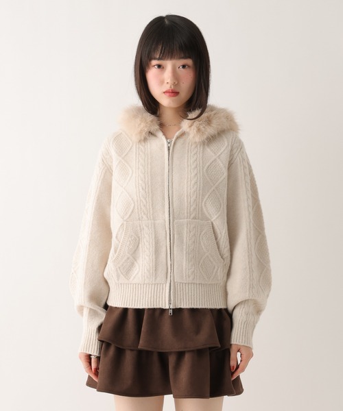 Heather（ヘザー）の「ファーフードニット　627013（ニット/セーター・レディース・グレー/ブラウン/アイボリー/ベージュ・FREE）」の15枚目の写真