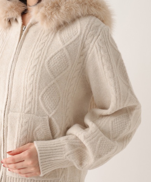 Heather（ヘザー）の「ファーフードニット　627013（ニット/セーター・レディース・グレー/ブラウン/アイボリー/ベージュ・FREE）」の20枚目の写真