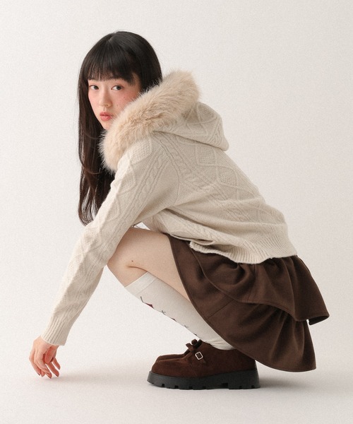 Heather（ヘザー）の「ファーフードニット　627013（ニット/セーター・レディース・グレー/ブラウン/アイボリー/ベージュ・FREE）」の5枚目の写真