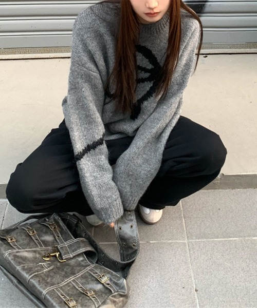 Miniministore（ミニミニストア）の「リボン柄ニット セーター プルオーバー（ニット/セーター・レディース・オフホワイト/グレー・FREE）」の14枚目の写真