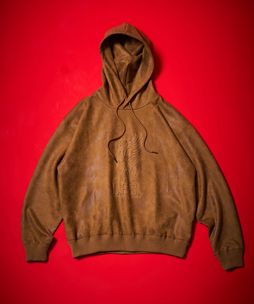 Liverpool FC / リバプール FC】Fake Leather Emboss Hoodie（パーカー