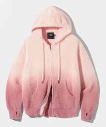 DIMITRI BLACK（ディミトリブラック）の「2WAYエッセンシャルグラデーションヘアリーフードジップアップ_ピンク（ニット/セーター）」