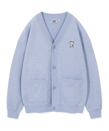 ジャージVネックポケットカーディガンブルー