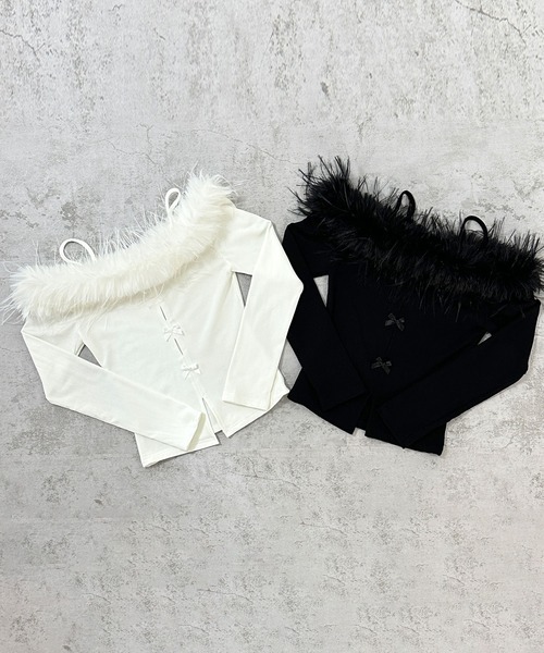 FOLLOWIN(フォロウィン)の「【前後2WAY】フェザーコルセットロングスリーブ(Tシャツ/カットソー・レディース・ブラック/ホワイト・FREE)」の17枚目の写真